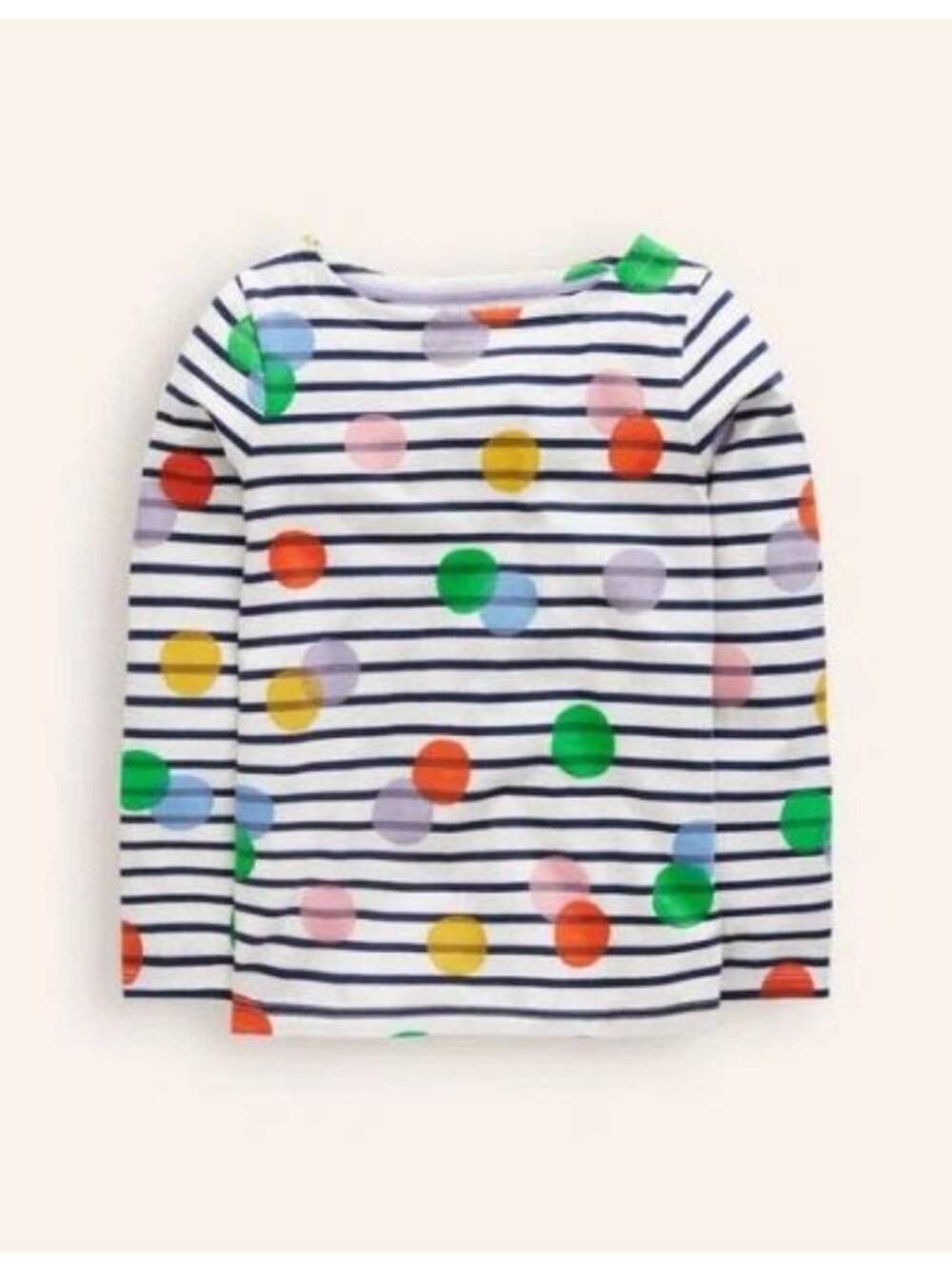 Mini Boden Girls Polka Dot Striped Breton Tee, Size 11/12
